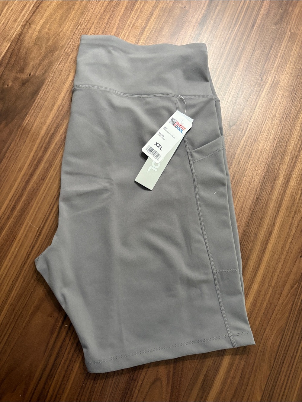 32 Degrees Women's High-Waist Light Gray Bike Shorts with Side Pocket